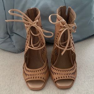 Jeffrey Campbell Rodillo Lace Up Wedges Laser Cut